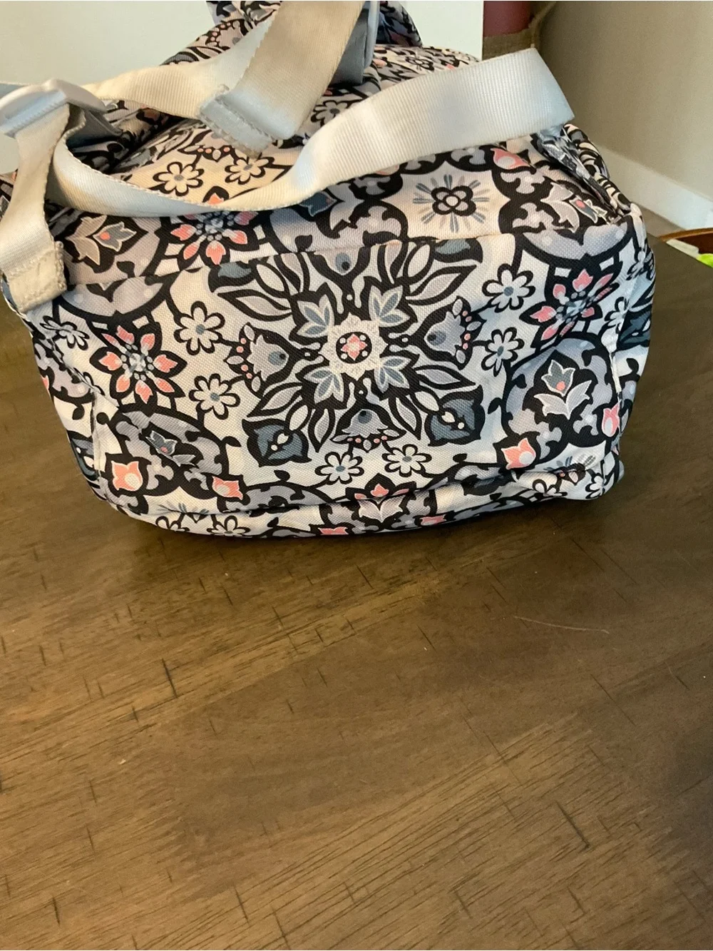 Vera Bradley Compact Backpack Lighten Up Grey Purple Mimosa Medallion Floral